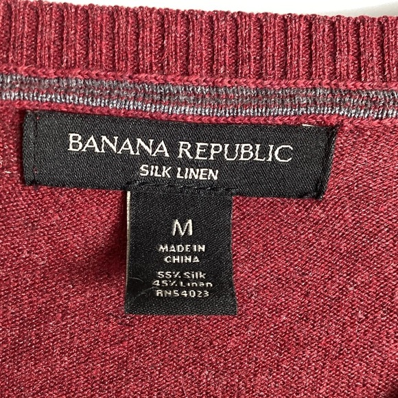 Banana Republic Men’s Silk and Linen Blend V -Neck Long Sleeve Sweater  Medium - Picture 3 of 6
